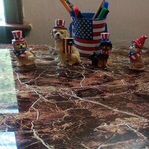 Patriotic Dog Figurines